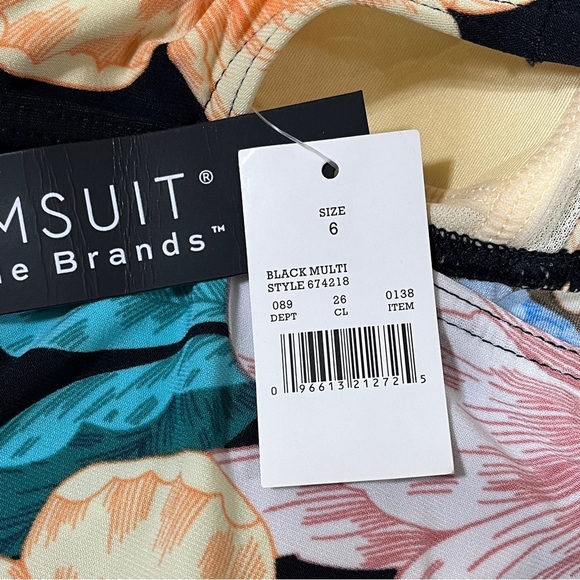 DREAMSUIT By Miracle Brands Womens Tankini Top Black Floral Multi-Color Size 6 - Picture 8 of 12